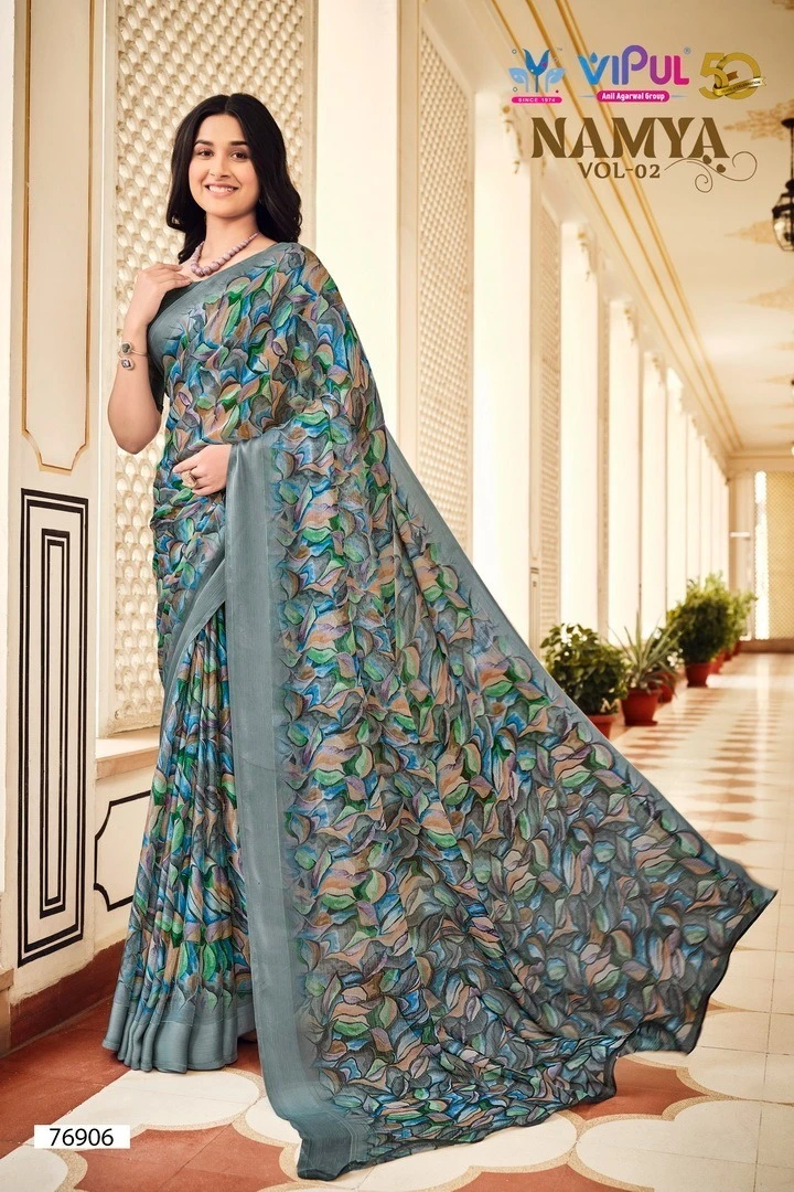 Vipul Namya Vol 2 Chiffon Wholesale Fancy Sarees Catalog — Wholesale Sarees, MPA wholesale from Surat — view 9